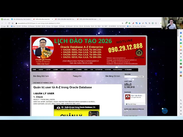 Buổi 04 - 06.User_Tóm tắt, tài liệu | Trần Văn Bình Oracle Database Master