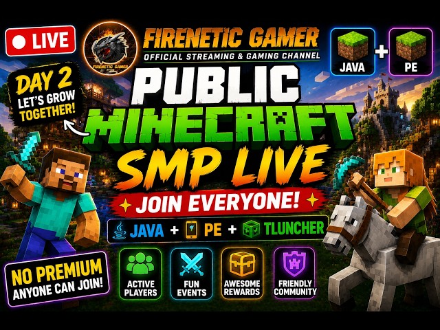 🔥 PUBLIC Minecraft SMP LIVE DAY 2 | Java + PE + TLauncher | Join Everyone! | Survival SMP | 2 |