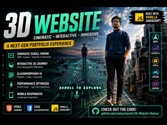 I Built a Cinematic 3D Portfolio Website with Vanilla JavaScript 🚀 | 1600+ Frames