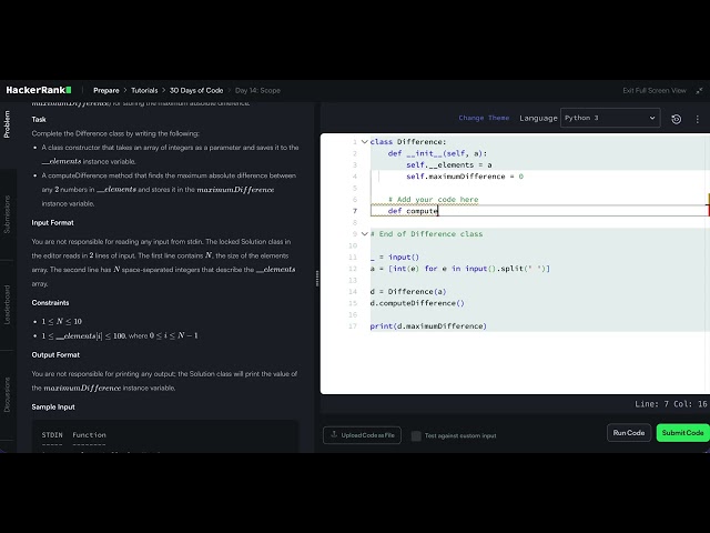HackerRank Python 30 Days of Code - Day 14: Scope