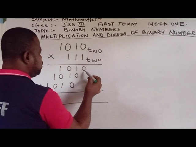 JSS 3. First Term Week 1. Second Class. Topic: Multiplication of Binary Numbers