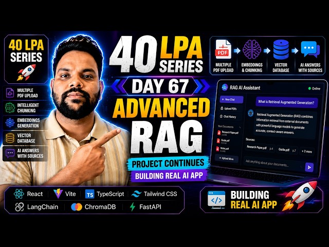 40 LPA Series Day 67 | Build Advanced RAG Frontend | React, Vite & Tailwind CSS