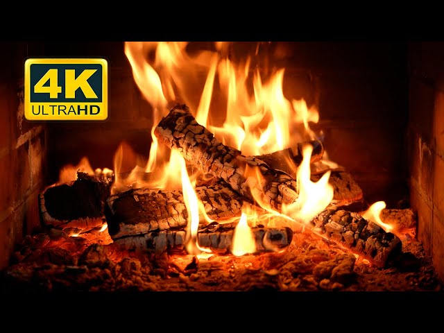 🔥 Crackling Fireplace 4K (12 HOURS). Burning Fireplace & Crackling Fire Sounds (NO Music)