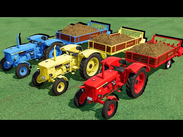 Mini Tractors with Colors - MANURE WORK with Mini JD Tractors - Farming Simulator 22