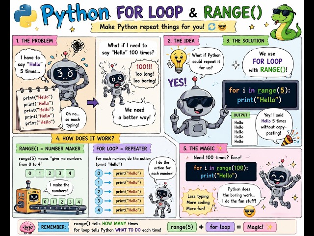 5. Python for Kids 🤖 | For Loop + Range() Made SUPER Easy