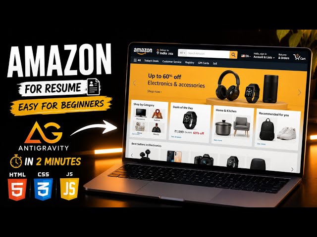 🔥Build Amazon Clone using Antigravity AI in 2 minute🤯 | Resume Project | With Prompt | STACKSCULPTOR