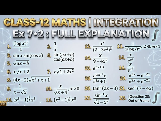 CLASS-12 MATH'S |integration( समाकलन )| CHAPTER -7|EXERCISE -7•2| COMPLETE SOLLUTION| Q•N-1-39|