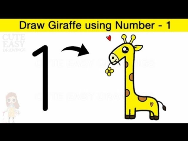 How to Turn 1 into Giraffe | Learn to Draw Giraffe using number - 1 | Coloring and Drawing 🦒