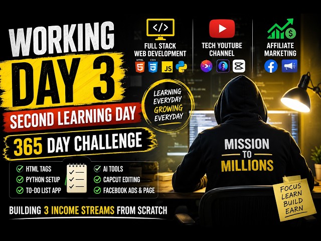 Day 3 of My 365-Day Challenge | Learning Full Stack Web Development, AI & Affiliate Marketing