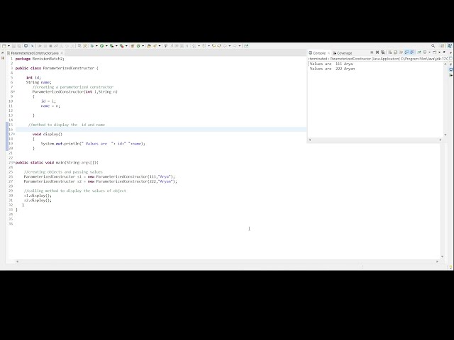 Java Program Of Parameterized Constructor  #75dayshardchallenge40/75