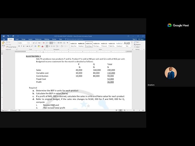 |PM| COST VOLUME PROFIT ANALYSIS PART 2