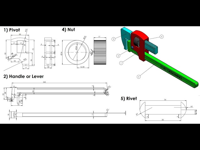 How to design Pipe Wrench parts (Pivot and Handle or Lever) in Solidworks?  (Part-1)
