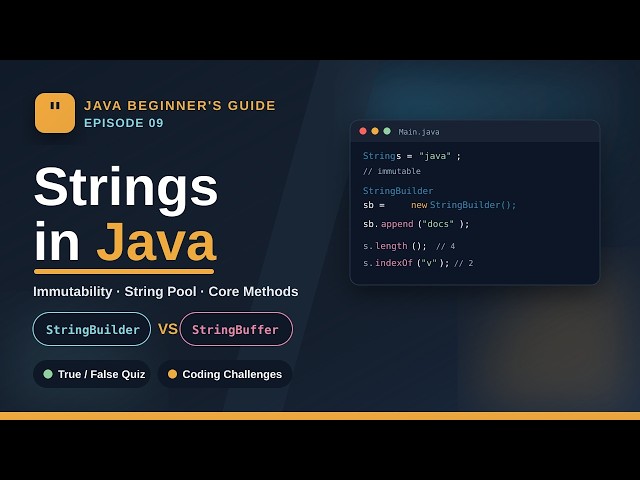 Java Strings Tutorial: Immutability, String Pool & Common Methods (Beginner's Guide Ep. 9)