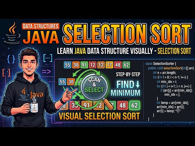 Learn Java Data Structure Visually - Selection sort | #java #datastructures #selectionsort #visual