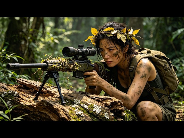 The female high school student hit her target with every shot, instantly wiping out the enemies.