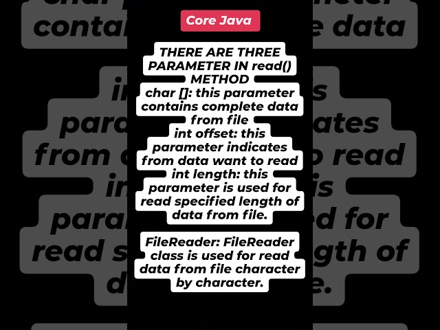 "Understanding the read() Method and FileReader Class in Java | Reading Data from Files | Core Java"