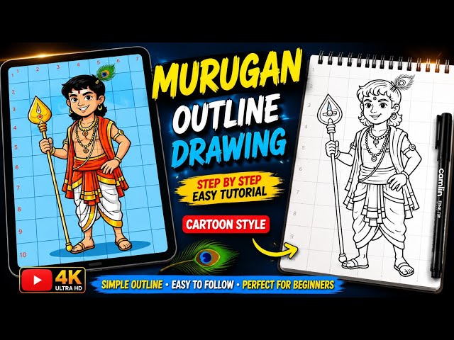 Murugan Colouring with DOMS 24 Colour pencil | Step by Step | Easy Murugan Drawing Tutorial 