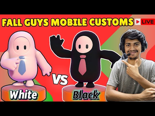Fall Guys Customs Live⚪WHITE VS BLACK⚫ COLOUR  Leaderboard winner picks  | #fallguys #fallguyslive