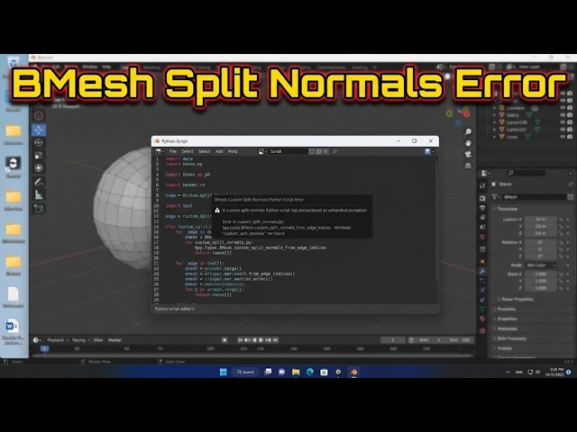 Fix BMesh Custom Split Normals Python Script Error in Blender