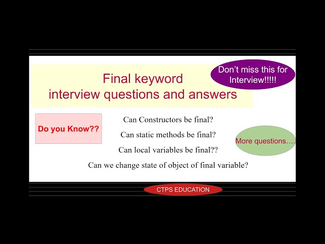 Final keyword interview questions and answers | Final keyword in java