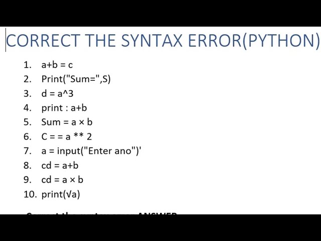 Find the Syntax Error (if any) in Python | For Class 6 & 7 | Beginner’s Guide