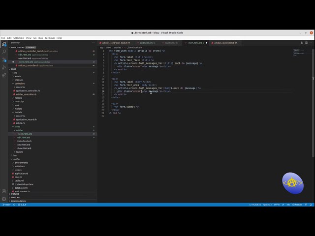 Codecast: Getting Started with Rails 7 09: Update an Article and Use Form Partials