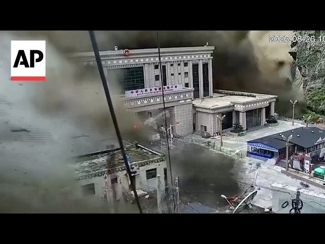 Floodwaters and debris sweep through Gyirong Port near Nepal-China border