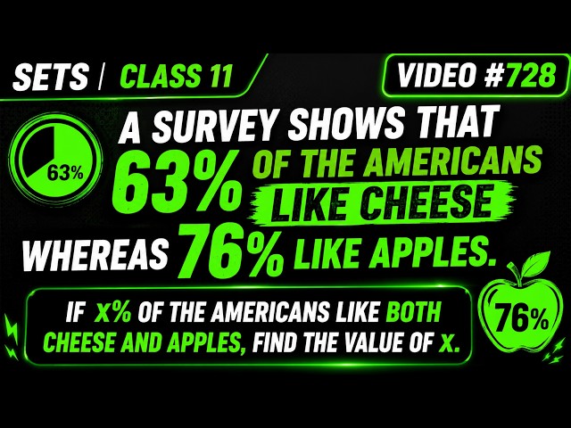 A survey shows that 63% of the Americans like cheese whereas 76% like apples. If x% of the Americans