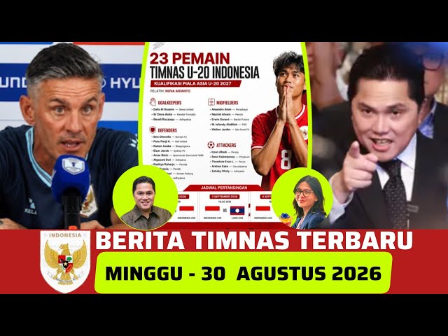🔴 National Team News ~ SUNDAY, AUGUST 30, 2026 ~ Latest Indonesia National Team Today