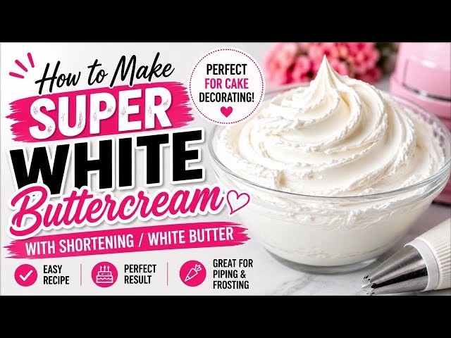 How to Make SUPER WHITE Buttercream with Shortening 🤍 | Easy White Buttercream Recipe