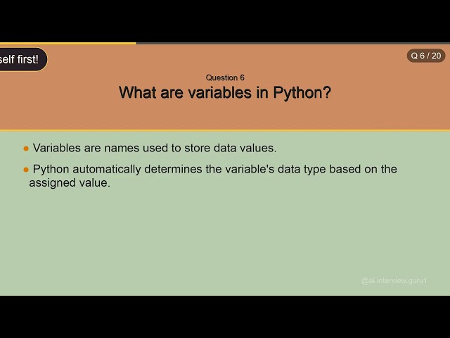 Top 20 Python Interview Questions for Freshers | Campus Placement Preparation 1