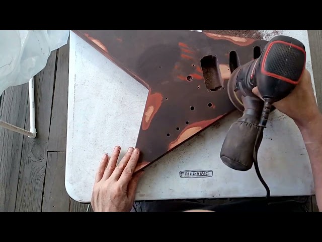 Washburn RR11v Resto Part 2 Removing clear for primer prep