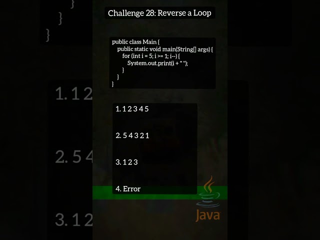 Java challenge 28 reverse a loop #shorts #shortvideo