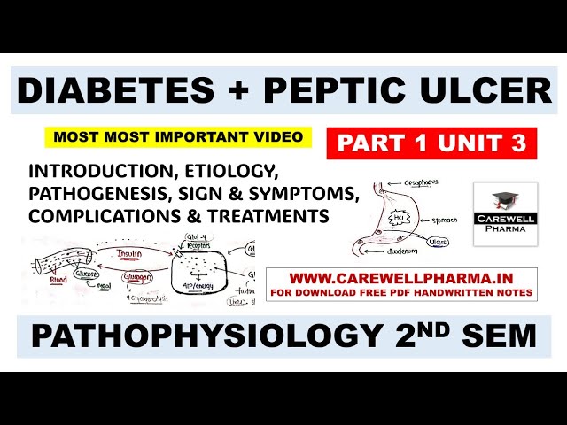 Unit 3 | Diabetes Mellitus | Peptic Ulcer | Part 1 | Pathophysiology b pharm 2nd semester Carewell