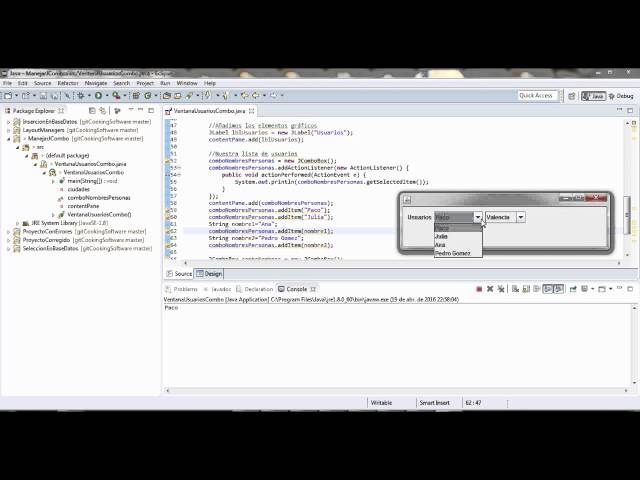 JAVA SWING  - JComboBox Listener - TU PROFESOR - COOKING SOFTWARE