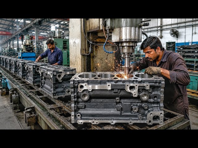 Amazing Manufacturing Process of a 3 Cylinder Engine Block | How Engine Blocks Are Made.