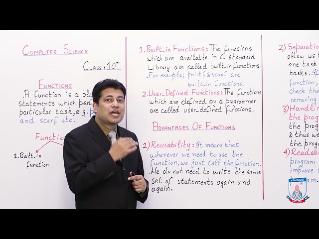 Class 10 - Computer Studies - Chapter 5 - Lecture 1 - Function Types - Allied Schools