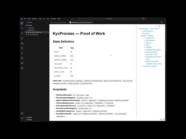 Timelapse showing POES verification helping Claude Code catch a bug in a KYC application