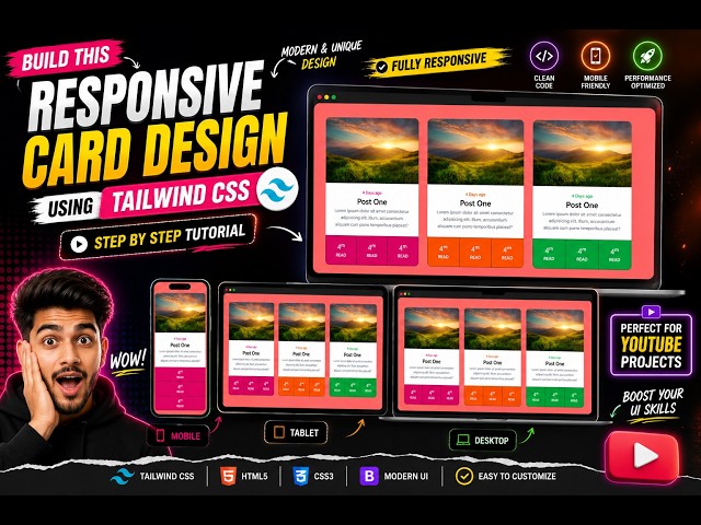 Best Project Using Tailwind CSS 2026🔥 | Responsive Card Design | TailwindCSS Project | Full Tutorial
