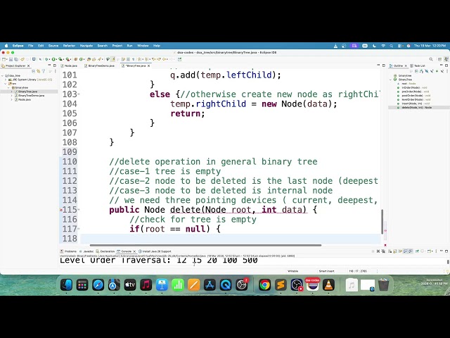 Binary Tree Delete Operation Java Implementation