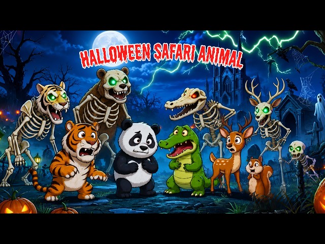 Spooky Safari ABC | Halloween Skeleton Animals A to Z | Animal Sounds for Toddlers
