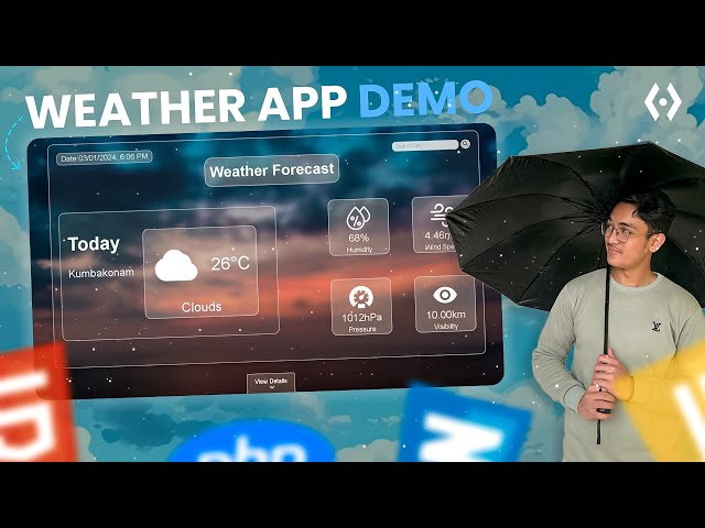 Weather App Demo | Complete Project Guide with HTML, CSS, JavaScript, PHP, & MySQL