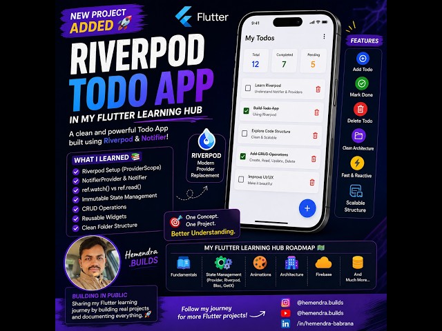 New Project Added: Flutter Riverpod Todo App