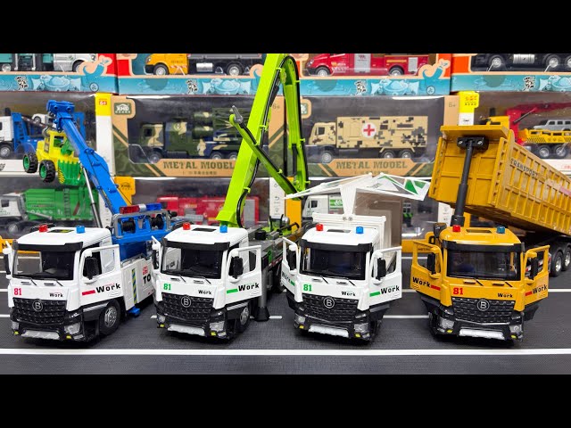 Realistic Diecast Truck Unboxing & Review: Tow, Concrete Pump, Wing Box & Trailer Trucks