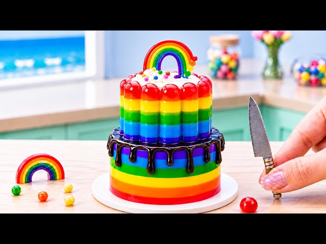 Rainbow Jelly Cake 🌈 How To Make Yummy Miniature Rainbow Cake Tutorial ASMR | Linh Cooking