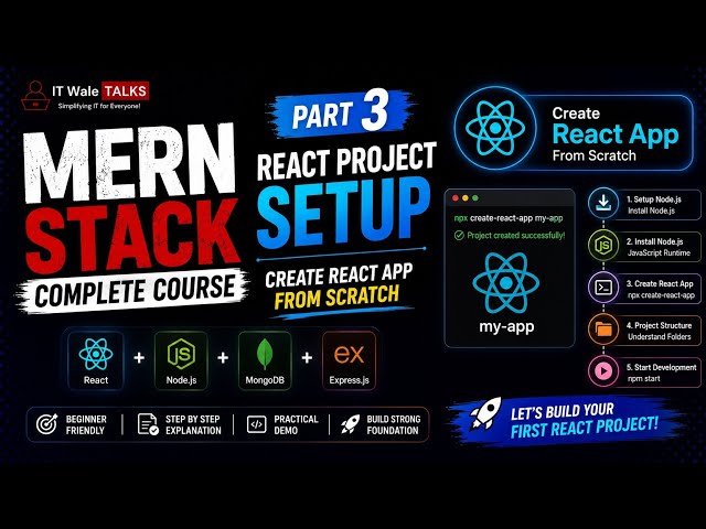 MERN Stack Complete Course Part 3 | React Project Setup | Create React App from Scratch