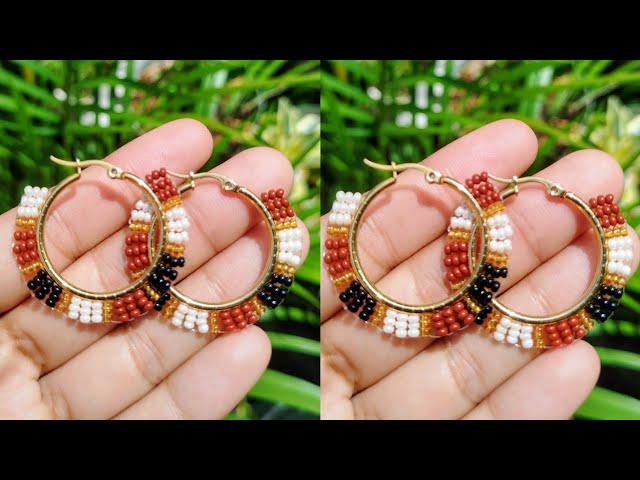 How to decorate earrings with seed beads | jewelry making tutorial for beginners | basic earrings ♥️