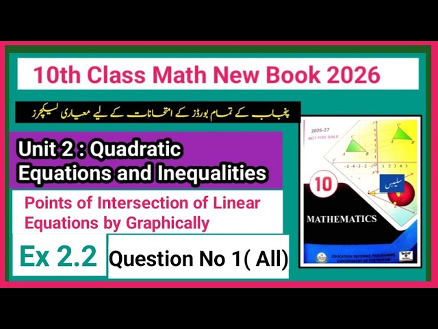 10th Class Math Exercise 2.2 Question 1 | Graphical Solution of Linear Equations | New Syllabus 2026