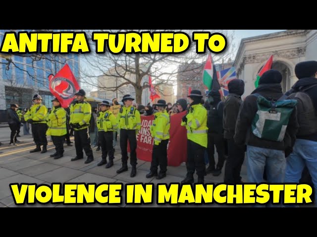 Manchester Protests end up kicking off Antifa get mad Crazy scenes 