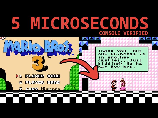 Beating Super Mario Bros. 3 in 5 Microseconds on Original Hardware
